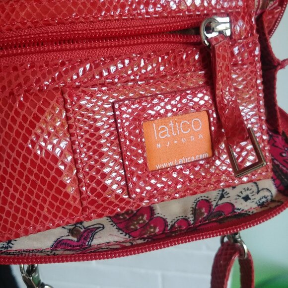 Latico genuine leather snakeskin look dark burnt orange small bag purse - Picture 10 of 16